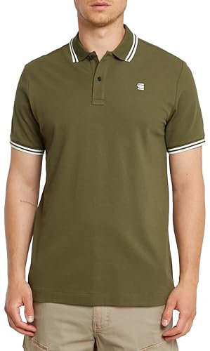 G-Star Men's Dunda Slim Stripe Polo , Green (shadow olive D17127-5864-B230), L