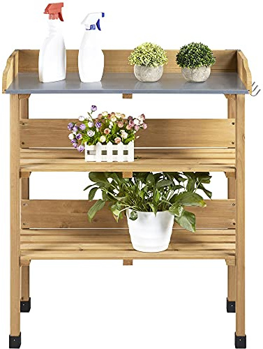 Abician Table pour SemisTable de Rempotage Extérieure en Bois pour Pots de Fleurs Terrasse Potager Serre Cour Bois