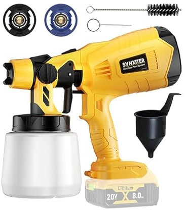 Paint Sprayer for Dewalt 18V 20V Battery Cordless Fence Paint Sprayer witn 3 Spray Patterns & 1000ml Tank for Fencing and Decking, Spray Gun Handheld Paint Sprayers for Home DIY Painting(No battery)
