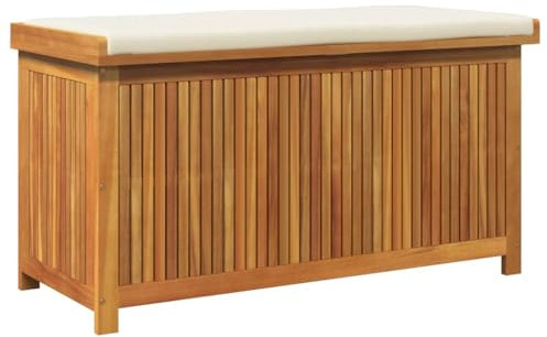 vidaXL Outdoor-Kissenbox 113x50x60,5 cm Massivholz Akazie, Kissenbehälter, Aufbewahrungsbox, Outdoor Kissenbox, Holzkissenbox, Gartenbox