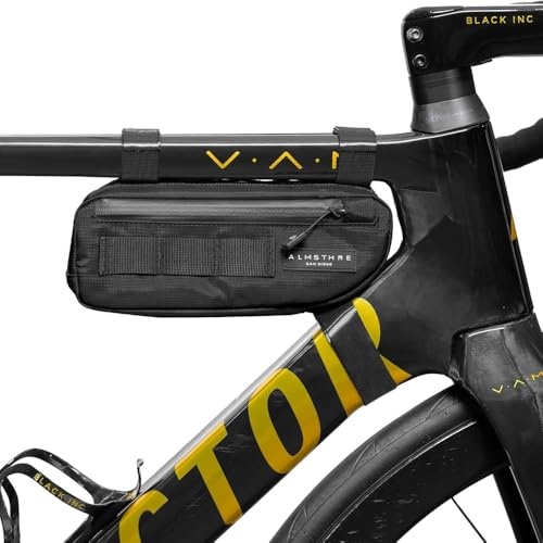 ALMSTHRE Compact Bike Frame Bag – Midnight Black | Weather-Resistant, Waterproof Zippers & Dual-Sided Access for Road, MTB, and Ebike Frames