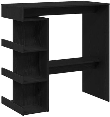 vidaXL Stylischer Bartisch aus schwarzer Eiche mit 3 Eckregalen modernes Design für Esszimmer oder Küche aus Naturholz Konstruktion Innenmöbel Zuhause