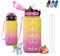 Gourde, 500ml Gourde Enfant, Gourde avec Paille, Anti Fuite, Gourde Graduée pour 1 Journee, Facile à Nettoyer, Gourde Motivation, avec Marqueur de Temps, Bouteille d'eau pour École, Camping, Bureau