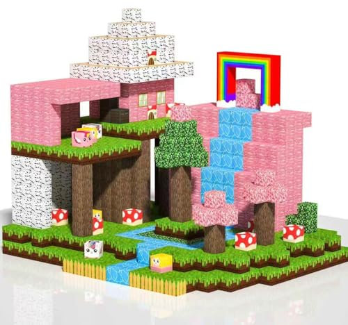 HBECCE 150 Stück Pixel Magnetische Bausteine Blöcke, Einhorn Magnetblöcke Mine Welt Magnetische Bauwelt Spielzeug Würfel, Magnetic Building Blocks Toys for Kids Kindergeburtstag