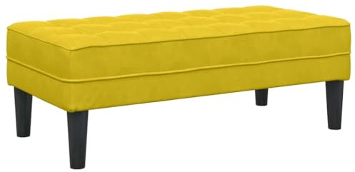 vidaXL Bank mit Kissen Gelb 113 x 57 x 39 cm Samt, Moderner rechteckiger Samt-Ottoman, Bequeme Wohnkultur, stylische Indoor-Bank, kompakte Sitzgelegenheit, vielseitige zeitgenössische Möbel