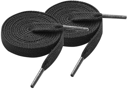 TwizzTop 2 Pairs 6mm Wide Flat Cotton Shoelaces for Converse,Repalcement Bootlaces for Trainers,Canvas Shoes,School Shoes