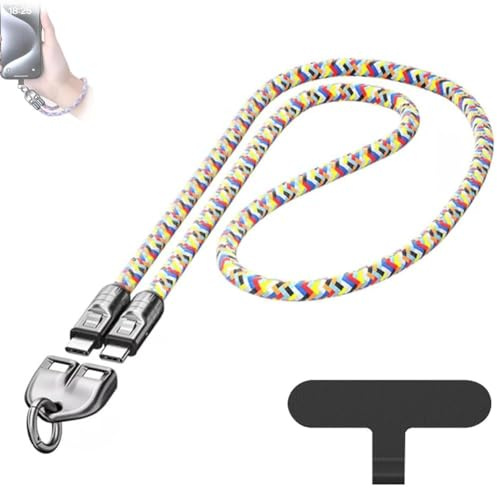 XPAU 240W USB-C Charging Cable Bracelet | 3-in-1 Wearable Lanyard & Fast Charger for iPhone 27/Pro/Samsung/Laptop | Anti-Tangle Nylon with Free Phone Strap