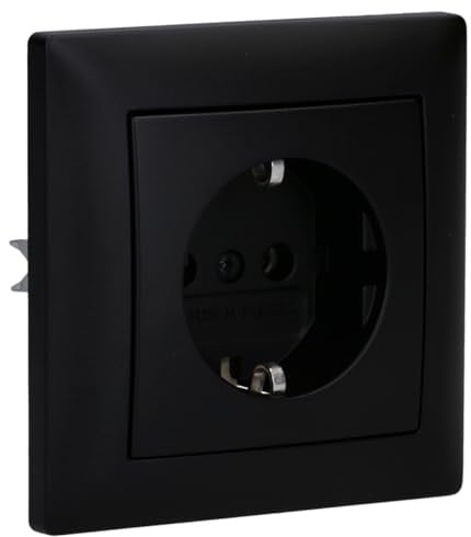 Busch-Jaeger Busch-balance SI Steckdosen Set + Rahmen Schwarz matt | 1× 20 EUC-915 SCHUKO Steckdose + 1× 1721-915 1-fach Abdeckrahmen