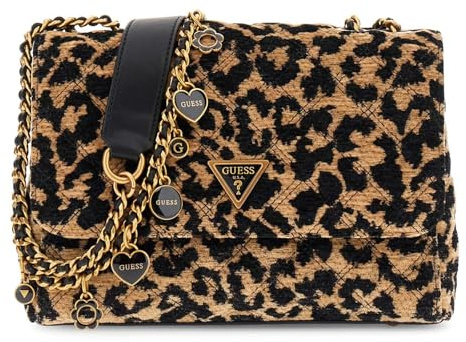 GUESS Umhängetasche Schultertasche Giully II 2 Compartment Convertible Flap Leopard hellbraun