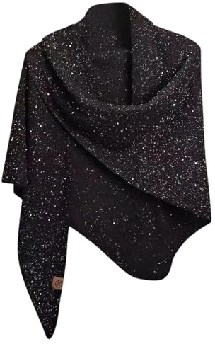 Generisch Damen Dreieckstuch mit Glitzer-Effekt - Asymmetrischer Poncho-Schal als stilvolles Accessoire · Leichtes Schultertuch für Abend und Alltag