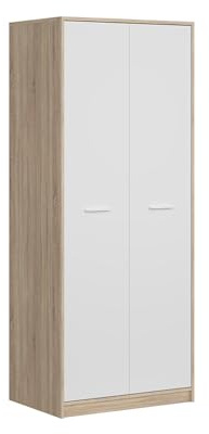 TIKO Kleiderschrank Nubo 80x54x196,5 cm Schlafzimmer Sonoma Eiche/Alpinweiß | Kleiderstange und Fachboden im Inneren, große Höhe bis unter die Decke, geringe Breite für kleine Zimmer geeignet