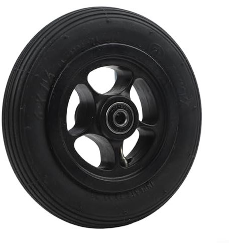 ZWEquipint 15,2 cm Rollstuhl-Vorderreifen-Set für Ottobock, Gummi- und Metall, rutschfeste Räder, 15 cm Außendurchmesser, 3,3 cm Breite, 42/46 mm Achse, für Innen- und Außenbereich, Schwarz (106,7 x