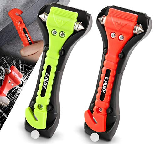 Car Emergency Hammer, Ilauke Set of 2 Glass Breaker with Belt Cutting Tool