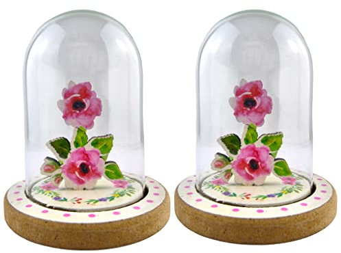 Florissima 2X Glasglocke Blumen Holz Frühling Ostern Home Wohndeko Dekoaccessoire Deko Home Landhaus