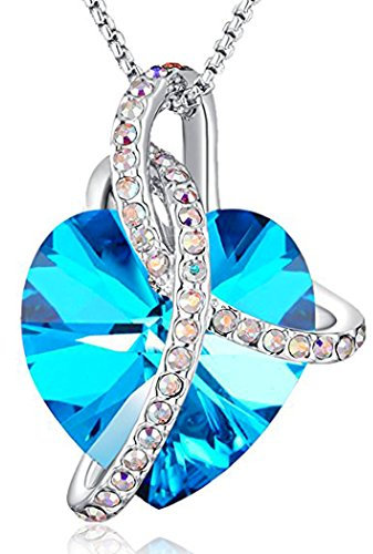 Angelady Collier pour Femme, Pendentif cœur en Cristal, Cadeau pour Maman, Collier cœur enveloppé, Bijoux de Noël, Cadeau d'anniversaire pour la fête des mères