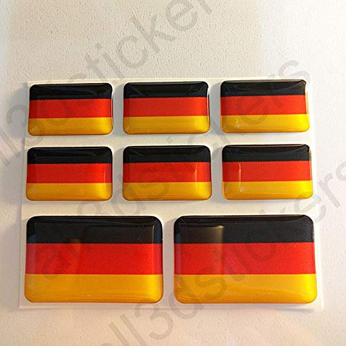 All3DStickers Aufkleber Deutschland Flagge 8 x Flaggen von Deutschland Rechteckig 3D Kfz-Aufkleber Gedomt Fahne