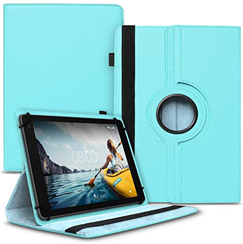 NAUCI Tablet Hülle kompatibel mit Bufo TP1040 TP1036 MB1001 Tasche Schutzhülle Case Universal Cover 10,1 Zoll aus Kunst-Leder Standfunktion 360° Drehbar, Farbe:Türkis
