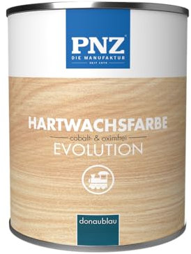 PNZ Hartwachsfarbe evolution für Innen | Nachhaltig hergestellt mit regionalen Rohstoffen | besonders strapazierfähig | Arbeitsplatten, Holzmöbel, Holz-Boden, Gebinde:0.25L, Farbe:donaublau