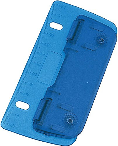 WEDO Taschenlocher aus Kunststoff zum Abheften für 8 cm Lochung, mit 12 cm Skala (blau, 1 Locher)