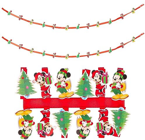 Lot de 24 piquets de Noël Mickey & Minnie Mouse - Porte-cartes de Noël - Décorations de fantaisie