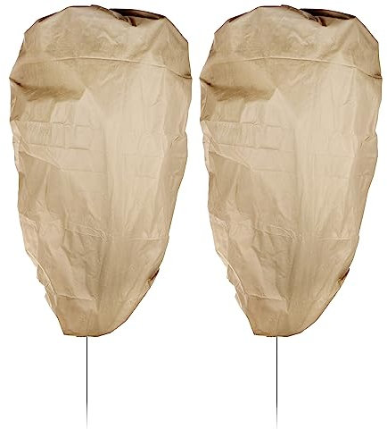 com-four® 2X Pflanzenschutzsack aus Gartenvlies - Abdeckvlies mit Kordelzug - Wintervlies zum Schutz von Pflanzen vor Witterung und Tieren (02 Stück - Schutzsack/beige)