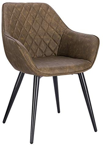 WOLTU Esszimmerstühle 1er Set, für Esszimmer, Küche, Wohnzimmer, Küchenstühle gepolstert mit Rückenlehne Armlehen, Metallbeinen, Kunstleder, Dunkelbraun