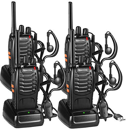 Walkie Talkie Recargable, 16 Canales PMR446 Walky Talky, Profecionales CTCSS DCS 3KM Radiocomunicación, con Auricular Incorporado Antorcha de LED, 2 Pares