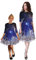 Onsoyours Mutter Und Tochter Weihnachtskleid Weihnachten Partykleid Kinder Mädchen Damen 3D Gedruckt Familie Festliches Festkleid Rockabilly Swing Kleid A Blau M