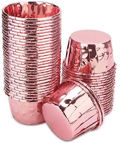 Spesh 50 Pcs Cupcake Cases Disposable Muffin Liners Foil Cupcake Cups Oil Proof Baking Cups for Birthday,Wedding,Christmas(Rose)