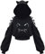 PANOZON Damen Hoodie Bauchfrei Pullover mit Katzenohren Hollow Out Gothic Sweatshirt Katze2 XL