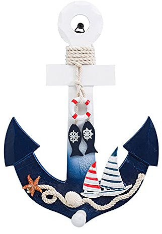 Maritime Dekoration, Holz Anker Vintage Dekoration, Maritimer Wandhaken, Wandkunst Aus Mediterranem Holz, zum Aufhängen Eines Dekorativen Ornamentständers, an Der Wand Montiert(11.0 * 0.5 * 7.7in)