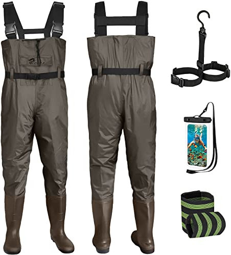 Croch Waders Pesca per uomo e donna, impermeabili, in PVC, nylon, con stivali in gomma, taglia 38-47