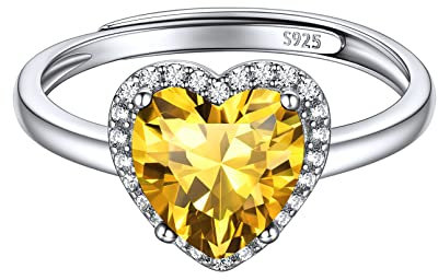 ChicSilver 925 Silber Ringe für Damen Mädchen verstellbarer Fingerring mit Herz Topas Birthstone Ring mit Stein Frauen Promise Ringe Silber Offener Herz Damenringe Modeschmuck für Mutter