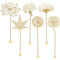 AIEX 6 Stück Metall Lesezeichen Gold mit Kette, Goldene Leaf Lesezeichen Exquisite Metall Lesezeichen Ginkgo Nelke Blume Ahornblatt für Buchliebhaber Leser Teens Damen Herren