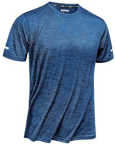 TACVASEN Trainingsshirt Herren Kurzarm Casual T-Shirt Tennis Shirt Basic Tee Tops mit Rundem Ausschnitt, Mittelblau, 3XL