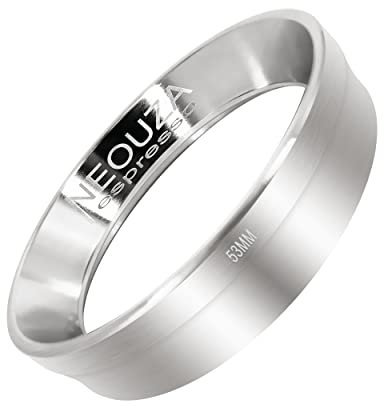 NEOUZA Anillo de embudo dosificador de espresso de acero inoxidable compatible con portafiltro de máquina de café para apisonar (53 mm)