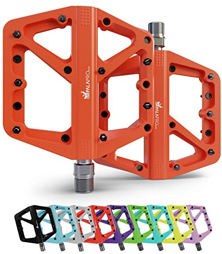 IMPALAPRO Bike Fahrradpedale Aus Nylon rutschfest Breites Plattform - Pedale Fahrrad 9/16 Zoll Bearing Wasserdicht Anti-Staub - Pedale Mountainbike - MTB Pedale - Rennrad Pedale - BMX Pedale (Orange)