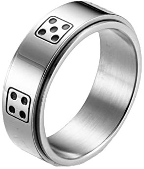 Mesnt Damen Ringe Edelstahl, Rotierbarer Würfel Fidget Angst Relief Bands Ring Silber Größe 57 (18.1)