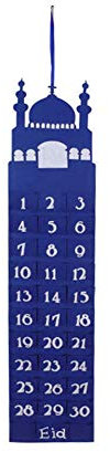 Filz Ramadan Calendar, Eid Mubarak Countdown Kalender, 2023 Ramadan Party Dekorationen, Wandkalender 30-Tage-Kalender mit Taschen, Ramadan Mubarak Adventskalender für Kinder Eid Mubarak Geschenke