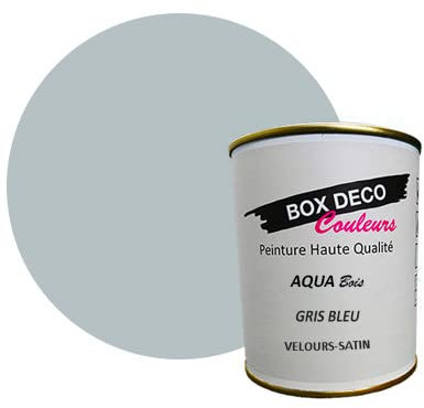 Peinture meuble bois intérieur à base d'acrylique aspect velours-satin Aqua Bois - 750 ml / 9m², Gris Bleu