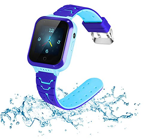 Topchances 4G Kinder-Smartwatch, IP67, wasserdicht, Smartwatch, Telefon mit WLAN-Video, Sprachanruf, SOS-Schrittzähler für Jungen Mädchen 3-14 Weihnachten Geburtstag Geschenke (blau)