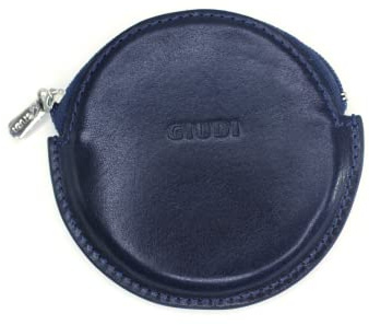 Generisch Giudi® Porte-monnaie en cuir de vachette vintage minimaliste Petit rond, bleu, s, Minimaliste