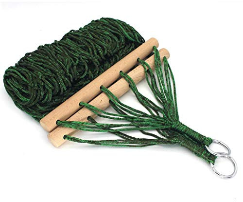Freizeit-Hängematten mit kurzem Holzstab, Nylonseil-Netz-Hängematte, Schlafbett, Hängesessel, Liege, Hängematte für Outdoor-Reisen, Garten, Camping, Geschenke für Wanderer
