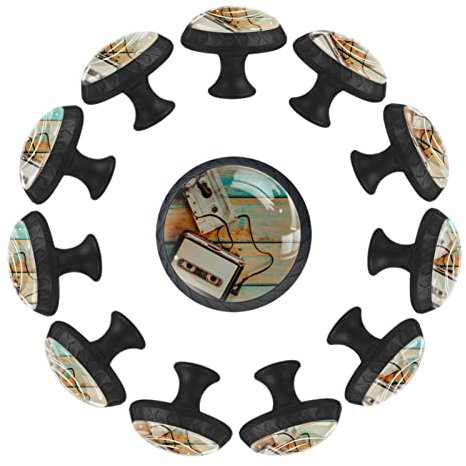 suojapuku 12 pezzi Manopole per cassetti Manopole per armadi Manopole per cassetti Maniglie per armadietti,Nastro di legno radio d'epoca,Tiranti per cassetti decorativi