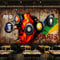 Schwarze Acht-Billard-Flamme Fototapete, Zerbrochene Wand, Brennendes Graffiti Wandtapete, Wandbild Dekoration - für Zimmer Küchen die Mauer 200 x 140 cm