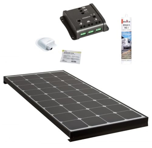 Antarion Pack Black Booster 170W Seul Panneau Solaire Camping Car + Kit Régulateur de Charge