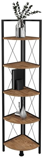 VCM Holz Metall Eckregal Aufbewahrung Stand Regal Bücherregal Deko Bücher Standregal Insasi 5