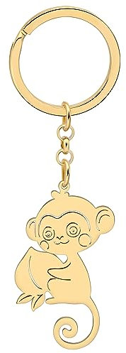 RAIDIN Edelstahl süße Tier Affe Schlüsselanhänger Wild Life Schmuck Geschenke für Frauen Mädchen Auto Handtasche Schlüssel Zubehör (Gold-203)