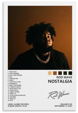 BIARA Rod Wave Poster Nostalgie Album Cover Poster für Zimmer Ästhetische Leinwand Wandkunst Schlafzimmer Dekor 20 x 30 cm