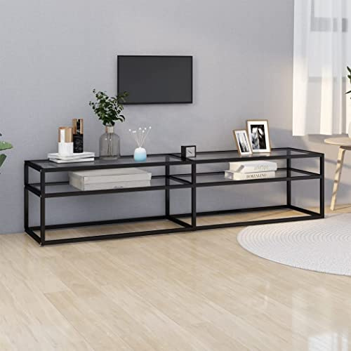 Vitrine - Centre de divertissement - Console - Meuble TV transparent - 180 x 40 x 40,5 cm - Verre trempé pour salon, chambre à coucher, etc